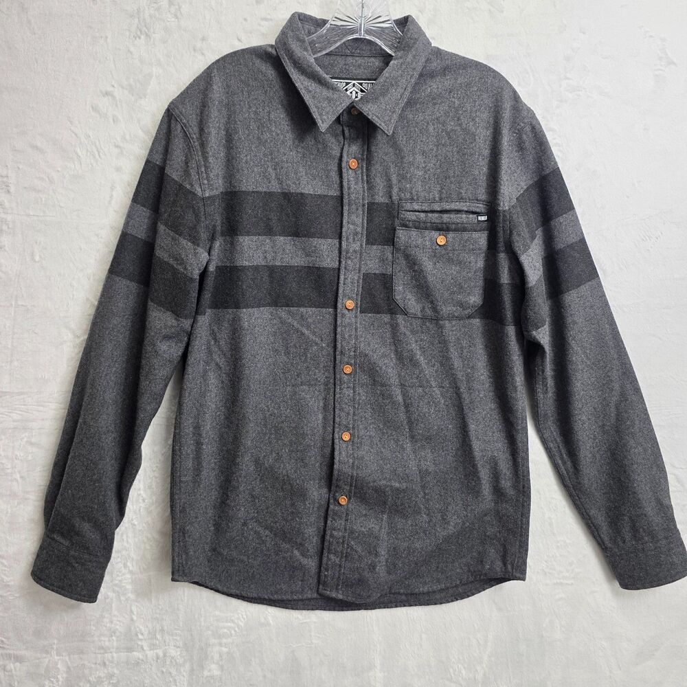 REBEL8 Striped Button-Down Flannel Shirt Wool Blend Size M